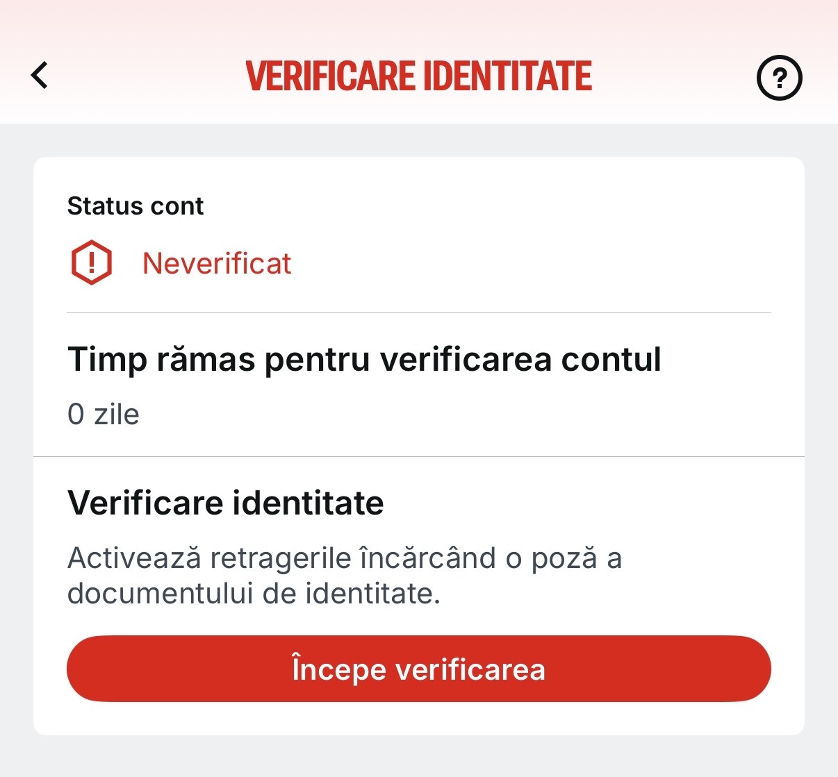 verificarea identitatii
