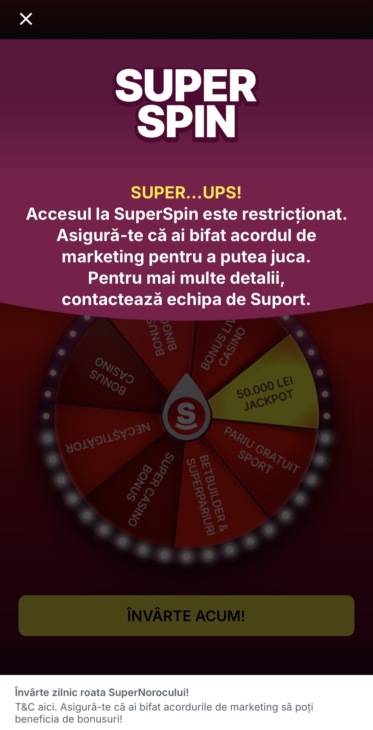restrictie super spin