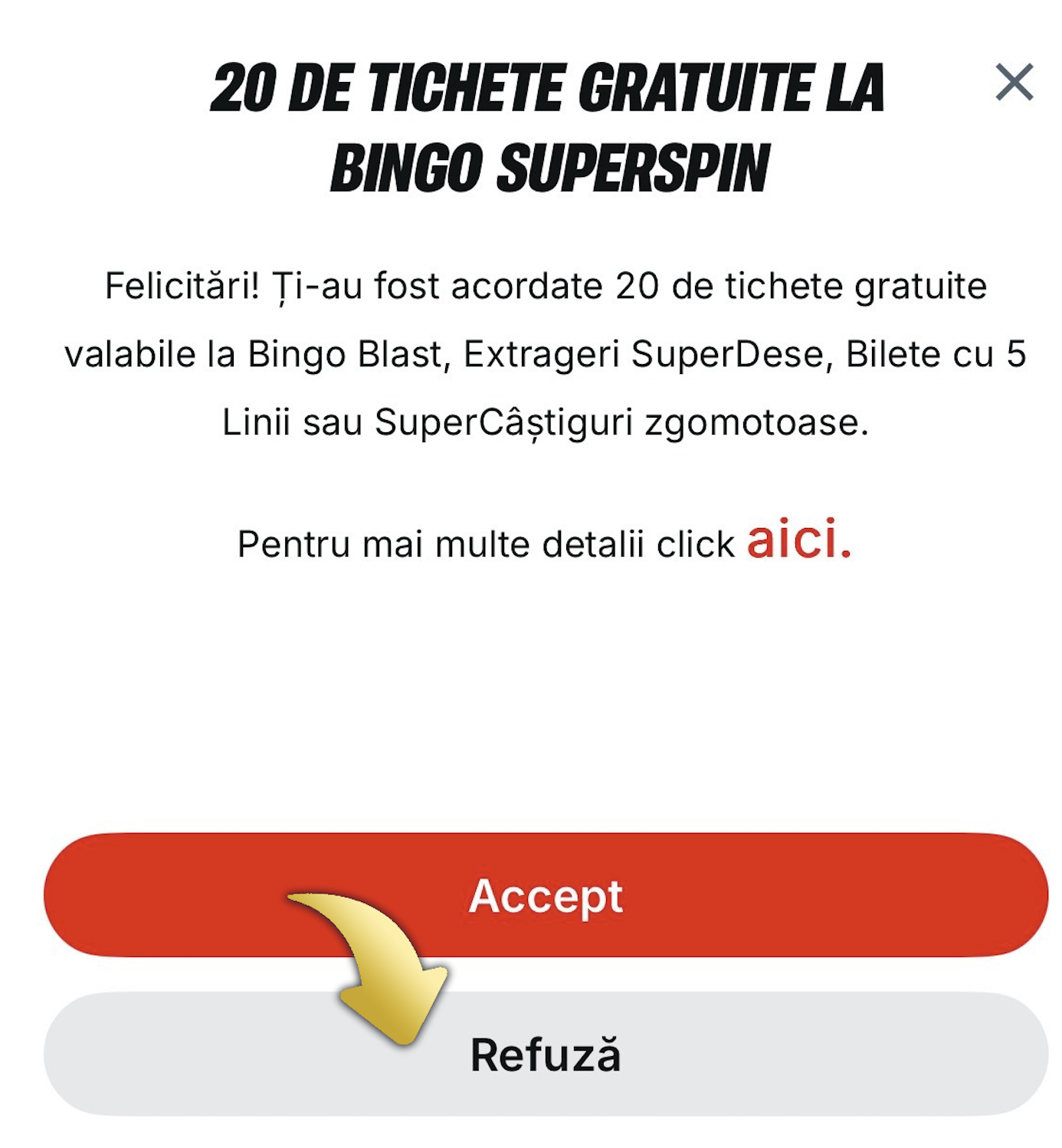 bonus refuzat