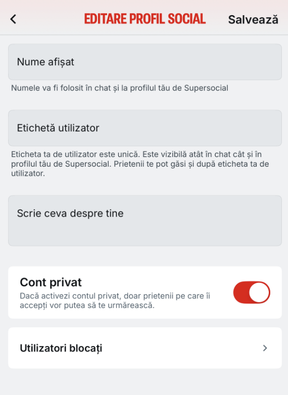 editare profil social