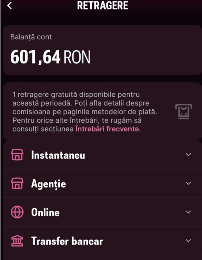 retragere card