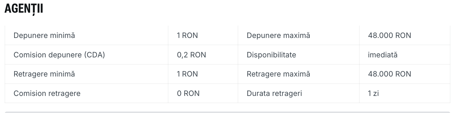 depunere si retragre cash