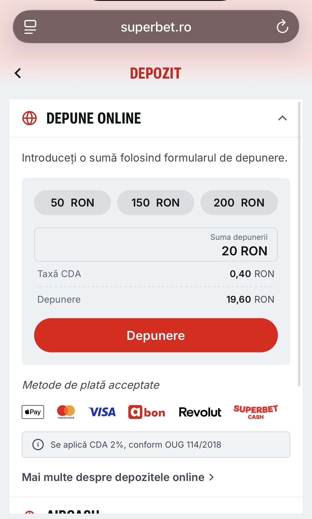 depunere superbetcash