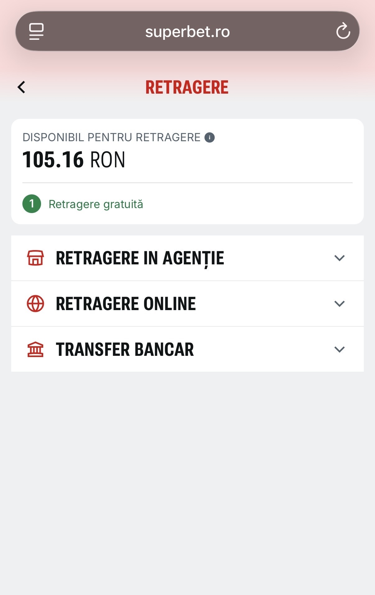 retragere transfer bancar