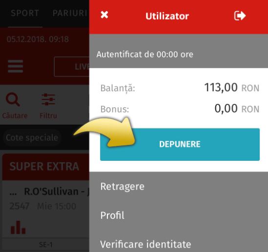 Depunere prin Transfer bancar Superbet