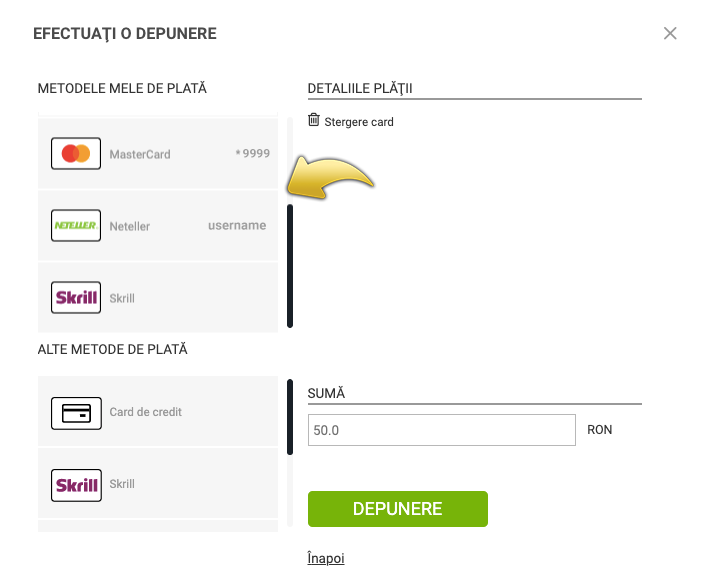 verificare metode de plata