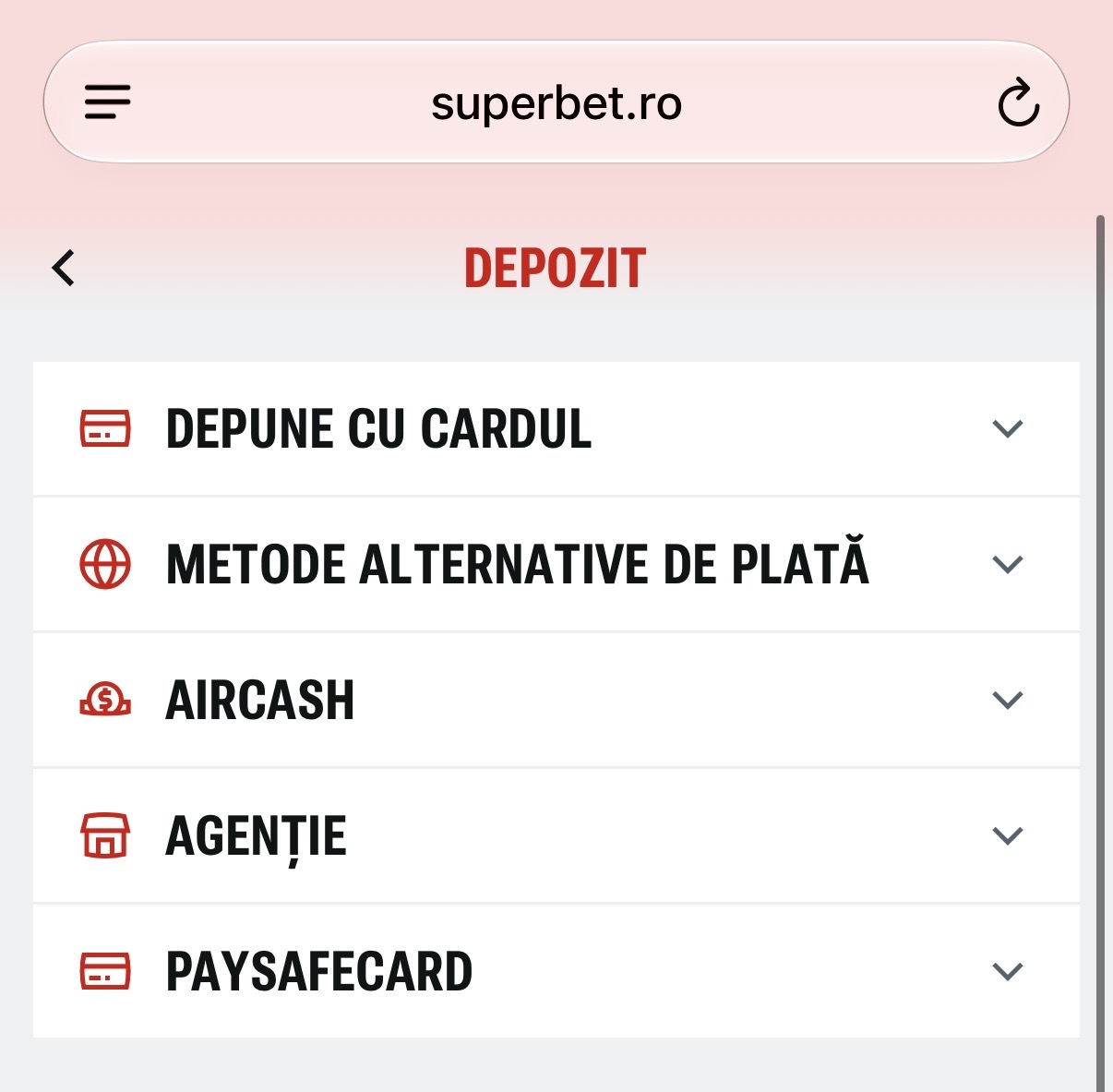 metode depunere superbet